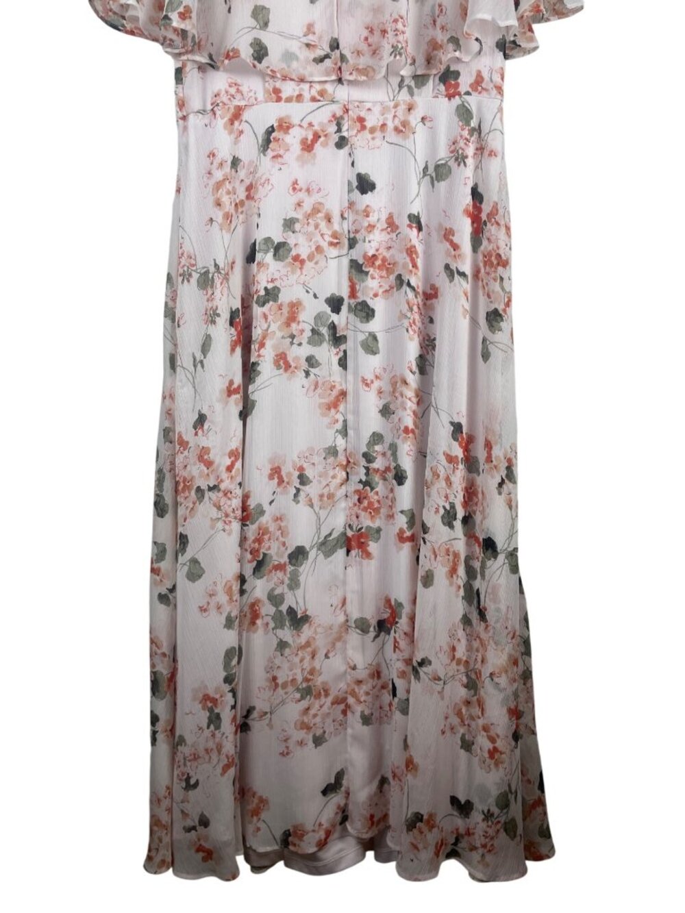 Calvin Klein Floral Maxi Dress With Flutter Sleeves Size 14 100% Polyester Pink - Picture 8 of 9